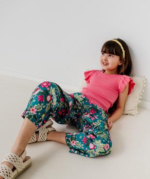 Pantalon fluide à motifs fleuris avec taille ajustable fille vue1 - GEMO 4G FILLE - GEMO