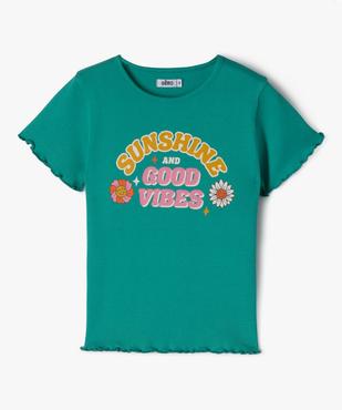 Tee-shirt à manches courtes avec finitions froncées fille vue1 - GEMO (ENFANT) - GEMO