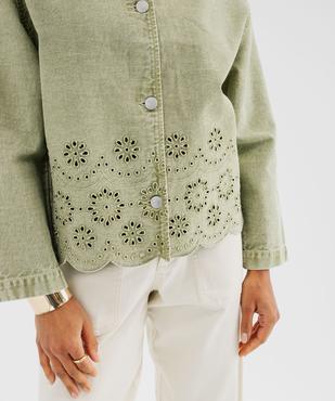 Veste en jean colorée et ajourée femme vue4 - GEMO(FEMME PAP) - GEMO