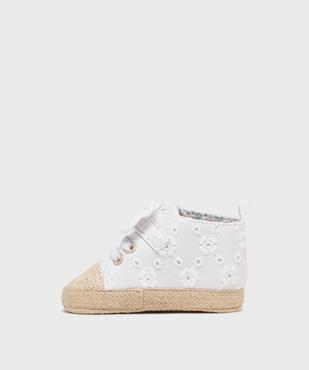 Chaussons de naissance tennis en toile brodée bébé fille - LuluCastagnette vue3 - LULU CASTAGNETTE GEMO FOR GOOD - GEMO