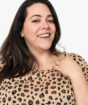 Tee-shirt femme à manches courtes à motifs vue2 - GEMO (G TAILLE) - GEMO