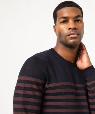 Pull rayé en fines mailles à col rond homme vue2 - GEMO 4G HOMME - GEMO