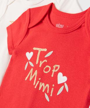 Body à manches courtes avec message pailleté bébé fille (lot de 3) vue8 - GEMO 4G BEBE - GEMO