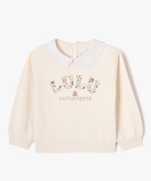 Sweat brodé avec col Claudine froncé fille - LuluCastagnette vue2 - LULU CASTAGNETTE G4G D - GEMO
