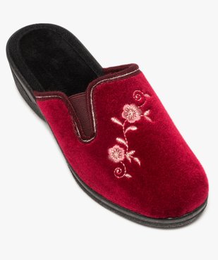 Chaussons femme mules à talon compensé dessus brodé vue5 - GEMO(HOMWR FEM) - GEMO