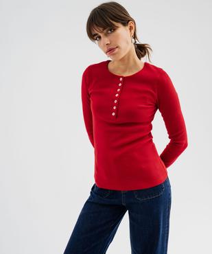 Tee-shirt manches longues avec col boutonné femme - LuluCastagnette vue1 - LULUCASTAGNETTE - GEMO