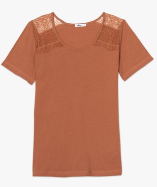 Tee-shirt femme à manches courtes avec épaules en dentelle vue4 - GEMO (MAILLE) - GEMO