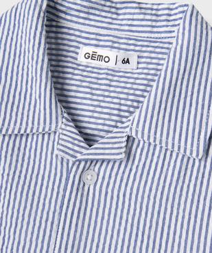 Chemise manches courtes en seersucker rayé garçon vue3 - GEMO (ENFANT) - GEMO