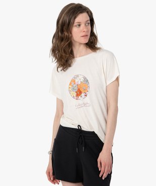 Tee-shirt femme à manches courtes imprimé coupe loose vue1 - GEMO 4G FEMME - GEMO
