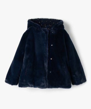 Manteau fille forme trapèze réversible matelassé/maille peluche vue1 - GEMO (ENFANT) - GEMO