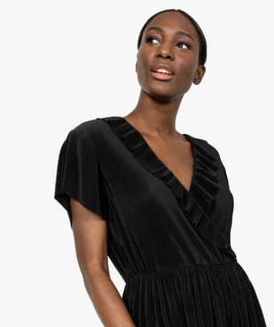 Robe femme plissée avec col cache-cœur vue2 - GEMO(FEMME PAP) - GEMO