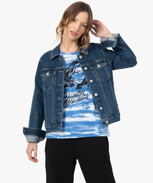 Veste en jean femme coupe droite vue2 - GEMO(FEMME PAP) - GEMO