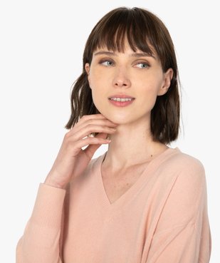 Pull femme à col V en maille ultra douce vue2 - GEMO (MAILLE) - GEMO