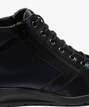 Boots femme confort zippées à talon compensé dessus cuir vue6 - GEMO (CONFORT) - GEMO