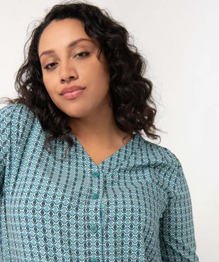 Blouse femme grande taille à manches 3/4 avec col V et fermeture boutons vue5 - GEMO (G TAILLE) - GEMO