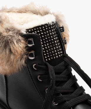 Boots fourrées femme col peluche et fermeture lacets vue6 - VALENTINA BALDA - GEMO