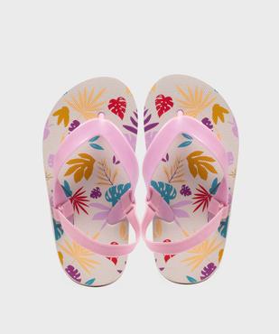 Tongs à imprimé tropical et bride élastique fille vue1 - GEMO (PLAGE) - GEMO