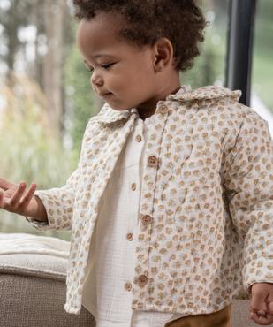 Veste en gaze de coton matelassé et fleuri à col Claudine bébé fille vue1 - GEMO(BEBE DEBT) - GEMO
