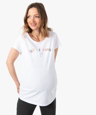 Tee-shirt de grossesse avec inscription multicolore vue1 - GEMO (MATER) - GEMO