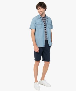 Chemise homme à manches courtes en chambray vue5 - GEMO (HOMME) - GEMO