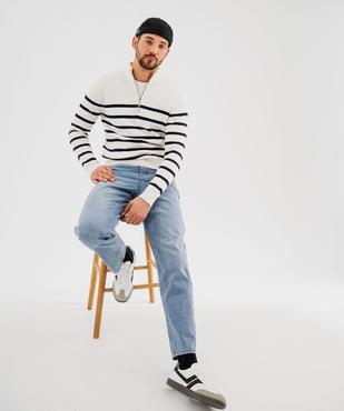 Pull en coton avec col montant zippé homme vue6 - GEMO (HOMME) - GEMO