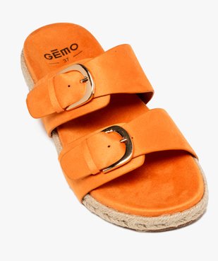 Mules femme unies avec brides à boucle en suédine et semelle corde vue5 - GEMO (CASUAL) - GEMO