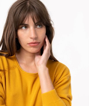 Pull femme à col rond finitions roulottées vue2 - GEMO(FEMME PAP) - GEMO