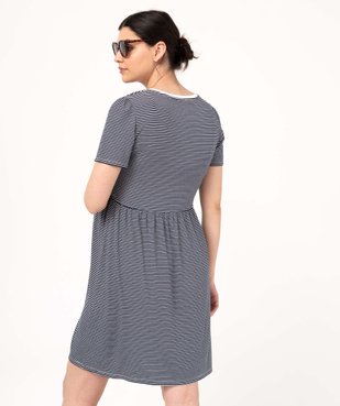 Robe d'allaitement rayée à manches courtes ouverture discrète vue3 - GEMO (MATER) - GEMO