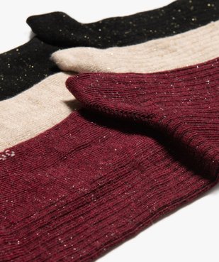 Chaussettes tige haute en maille côtelée et pailletée femme (lot de 3 paires) vue2 - GEMO(HOMWR FEM) - GEMO