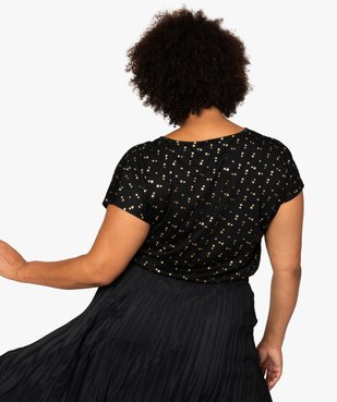 Tee-shirt femme à manches courtes à motifs vue3 - GEMO (G TAILLE) - GEMO