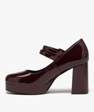Escarpins babies vernis à talon et double bride femme vue3 - GEMO(URBAIN) - GEMO