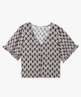 Blouse imprimée à manches courtes coupe courte femme vue4 - GEMO 4G FEMME - GEMO