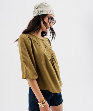 Blouse manches 3/4 avec empiècement brodé femme vue1 - GEMO(FEMME PAP) - GEMO