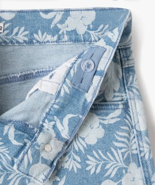 Short fille en denim à motifs fleuris avec revers vue2 - GEMO 4G FILLE - GEMO