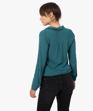 Blouse femme fluide à motifs et col v à boutons vue3 - GEMO(FEMME PAP) - GEMO