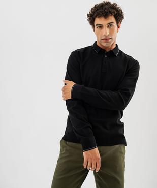 Polo à manches longues en maille fantaisie homme vue1 - GEMO 4G HOMME - GEMO