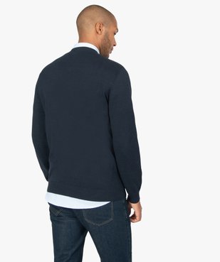 Pull homme en coton avec col V vue3 - GEMO (HOMME) - GEMO