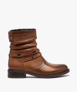 Boots fille unies dessus cuir drapé et brides fantaisie vue1 - GEMO (ENFANT) - GEMO