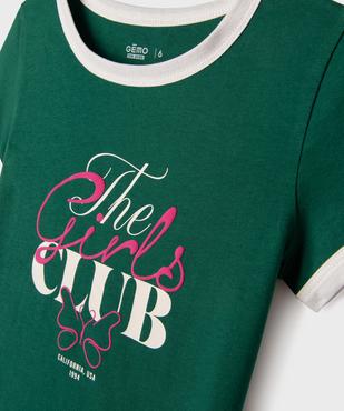 Tee-shirt manches courtes avec inscription colorée fille vue3 - GEMO 4G FILLE - GEMO