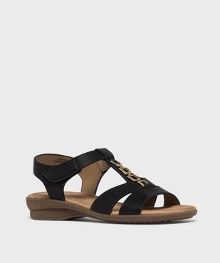 Sandales confort femme avec bijou et fermeture scratch vue2 - G'FLEX - GEMO