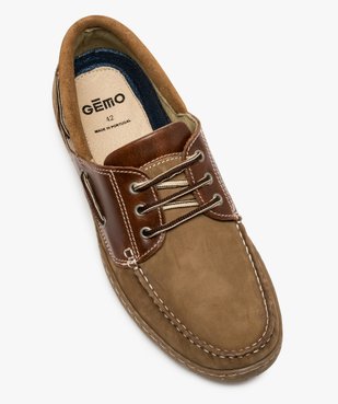 Chaussures bateau homme à lacets dessus cuir vue5 - GEMO (CONFORT) - GEMO