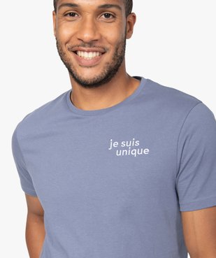 Tee-shirt homme à manches courtes à message brodé 100% coton biologique vue2 - GEMO (HOMME) - GEMO