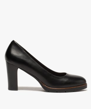 Escarpins femme unis à talon droit et semelle crantée vue1 - GEMO(URBAIN) - GEMO