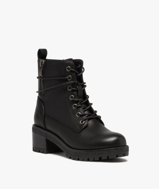 Boots fille unies à talon et semelle crantée fermeture zip vue2 - GEMO (ENFANT) - GEMO