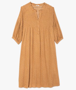 Robe femme imprimée à smocks et manches 3/4 vue4 - GEMO (G TAILLE) - GEMO