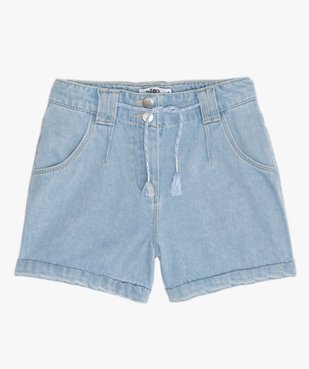 Short fille en denim délavé avec revers cousus vue1 - GEMO (ENFANT) - GEMO
