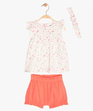 Ensemble bébé fille tunique + short + bandeau (3 pièces) vue1 - GEMO (ENFANT) - GEMO