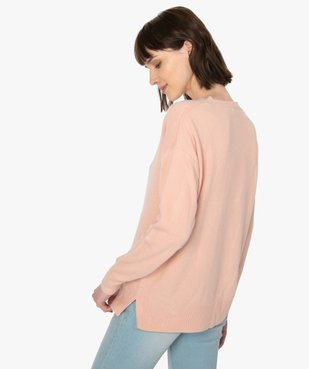 Pull femme à col V en maille ultra douce vue3 - GEMO (MAILLE) - GEMO