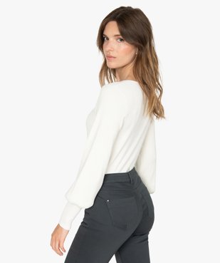 Pull femme en maille côtelée avec grand col carré vue3 - GEMO(FEMME PAP) - GEMO