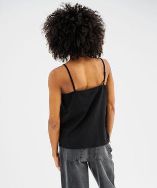 Débardeur à fines bretelles en maille texturée et dentelle femme vue3 - GEMO 4G FEMME - GEMO